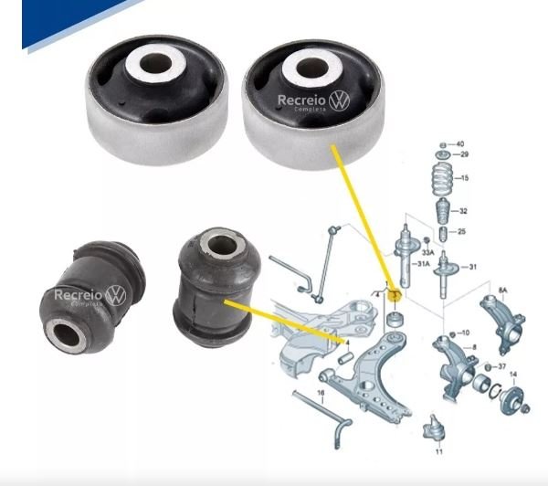 BUCHA - KIT 4 BUCHAS BANDEJA SUSPENSAO DIANTEIRA